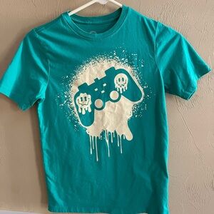 Graphic Teal T-Shirt with Game Controller Design